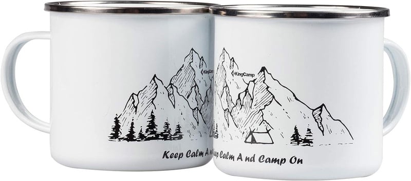 Amazon.com: KingCamp 2 Pack Enamel Camping Mug Outdoor Camping Coffee mugs Portable Enamel Cup with Handle 15 fl oz for Hiking Travel Fishing Picnics Hunting : Sports & Outdoors