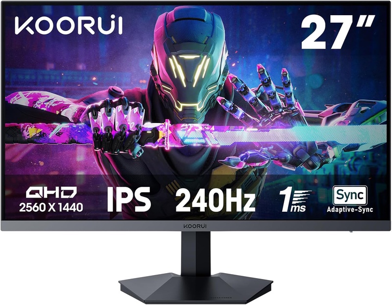 Amazon.com: KOORUI 27 Inch Gaming Monitor - 240Hz QHD (2560x1440) Computer Monitor, AdaptiveSync, Fast IPS 1ms MPRT, DCI-P3 90%, HDR10 Monitor, Eyes Care,Tilt Adjustable, DisplayPort HDMI, VESA - 27E3QKS : Electronics