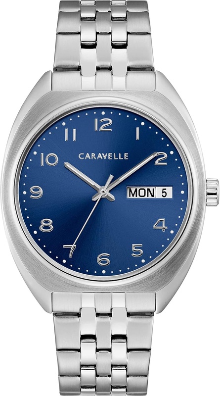 Amazon.com: Caravelle by Bulova Retro Quartz Mens Watch, Stainless Steel , Silver-Tone (Model: 43C120) : Clothing, Shoes & Jewelry