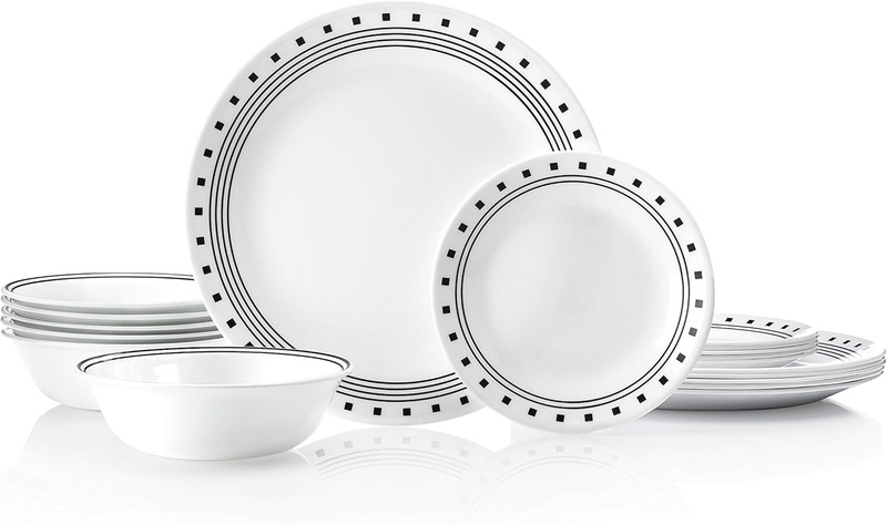 Amazon.com | Corelle Service for 6, Chip Resistant, City Block dinner plates, 18-piece: Dinnerware Sets