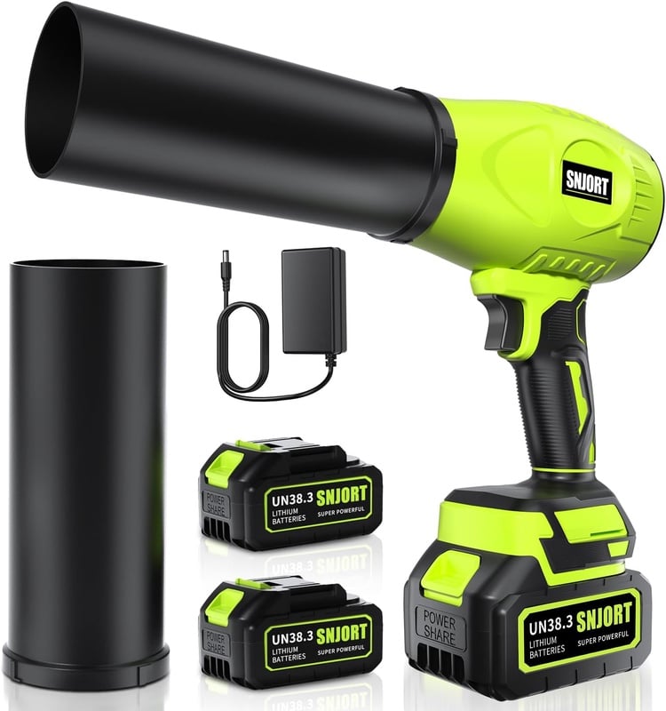 Amazon.com: Leaf Blower Cordless with Battery and Charger, 800,000 RPM, Extended Nozzle, Lightweight Handheld Design,Blower for Patio Cleaning,car Blowing Water, Blowing Leaves and Dust（Bright Green）