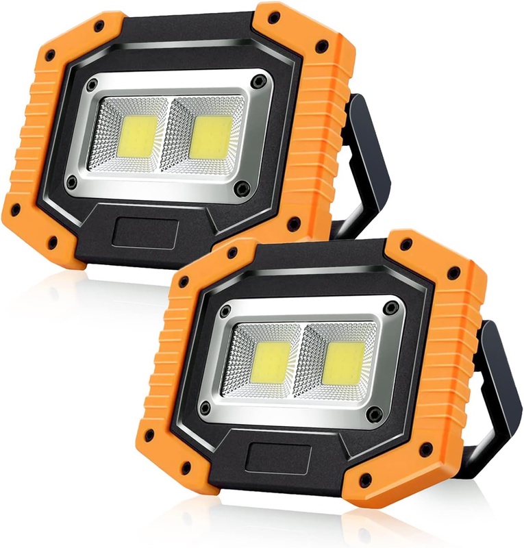 Rechargeable LED Work Light,Sonee 30W 1500 Lumens Ultra Bright Portable Work Lights with Stand Battery Powered Flood Light for Garage Outdoor Camping Emergency and Job Site Lighting (YELLOW/2PACK) - - Amazon.com