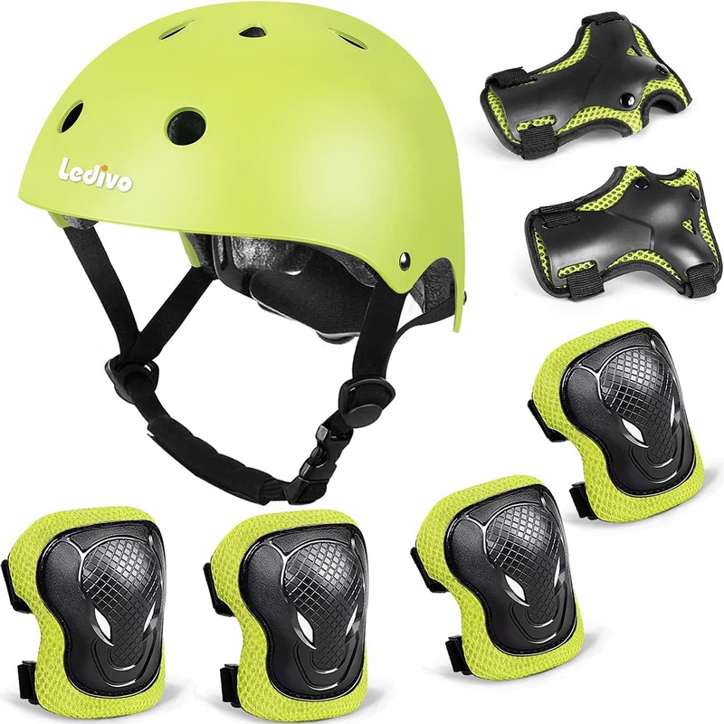 Amazon.com: LEDIVO Kids Adjustable Helmet Suitable for Ages 3-8 Years Toddler Boys Girls, Sports Protective Gear Set Knee Elbow Wrist Pads for Bike Bicycle Skateboard Scooter Rollerblading : Sports & Outdoors