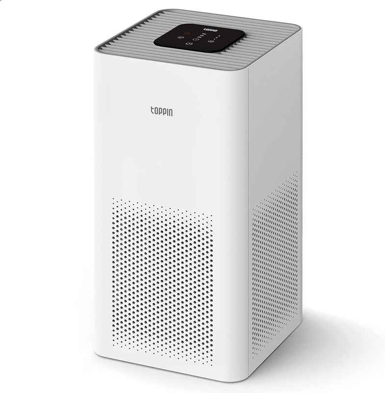 Amazon.com: TOPPIN Air Purifiers for Pets in Bedroom, TPAP001 H13 HEPA Air Filter for Home Large Room Up to 645ft², Air Cleaner for 99.97% Smoke, Dust, Allergies, Pollen, Odor, 21db Filtration System Eliminator : Home & Kitchen