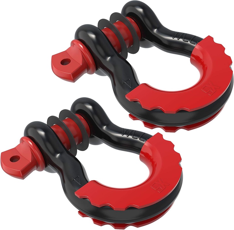 Amazon.com: oEdRo D Ring Shackles (2pc) 4.75 Ton (9500 Lbs) Capacity with 7/8'' Pin, Heavy Duty Off Road Recovery Black Shackle with Red Isolator for Vehicle Recovery, Towing, Stump Removal : Automotive
