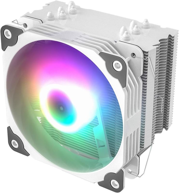 Amazon.com: Vetroo V5 White CPU Air Cooler w/ 5 Heat Pipes 120mm PWM Processor 150W TDP Fan Intel LGA 1200 115X / AMD Ryzen AM4 Universal Socket w/Addressable RGB Lights Sync : Electronics