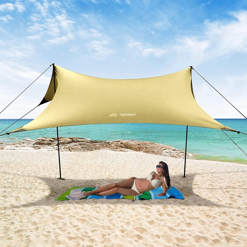 Amazon.com: Family Beach Sunshade Tent Sun Shelter Shade Canopy UPF50+ with Ground Pegs, Easy Setup Family Beach Sunshade for 2-4 Person, Light Weight Portable Camping Beach Canopy with 6 Sand Bags (7x7 FT) : Sports & Outdoors