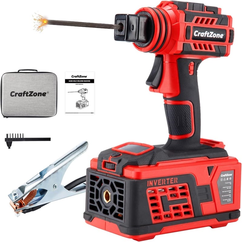 CraftZone Portable Handheld Welder | 20-135A High Power IGBT Stick Welding Machine | Digital Display | Auto Voltage Compensation | Compact Arc Welder for DIY | On-Site Repairs - Amazon.com