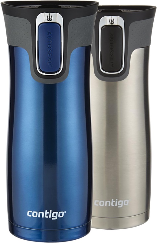 Amazon.com: Contigo Autoseal West Loop Vaccuum-Insulated Stainless Steel Travel Mug, 16 Oz, Stainless Steel/Monaco Blue, 2-Pack: Home & Kitchen
