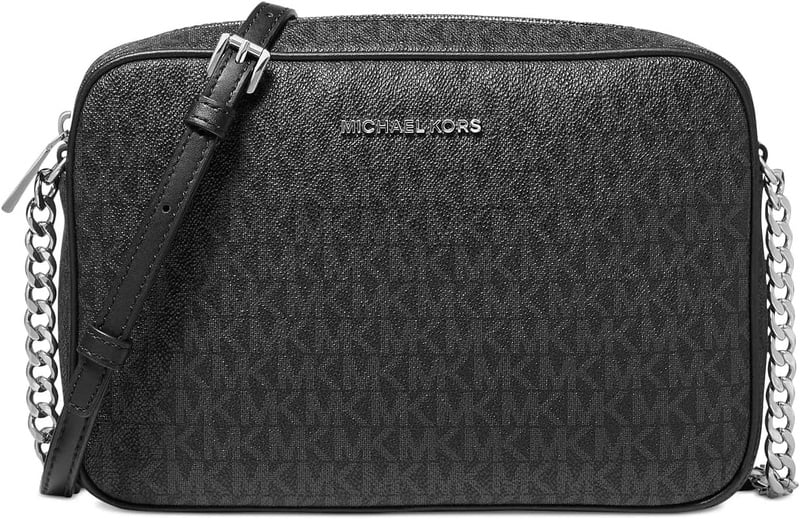 Michael Kors Women's Jet Set Large Printed Logo Crossbody Bag (Black): Handbags: Amazon.com