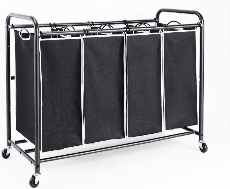 Amazon.com: ROMOON Laundry Sorter, 4 Compartment Laundry Hamper with Heavy Duty Rolling Lockable Wheels, Laundry Basket Organizer with Removable Bags for Dirty Clothes Storage, Black : Home & Kitchen