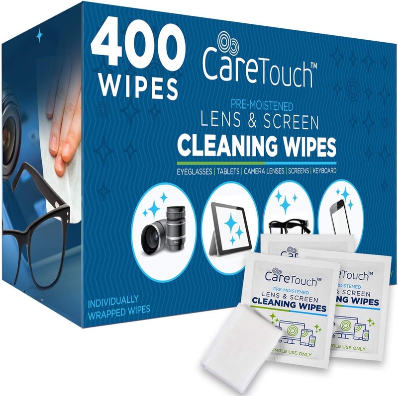 Amazon.com: Care Touch Lens Cleaning Wipes | 400 Pre-Moistened and Individually Wrapped Lens Cleaning Wipes | Great for Eyeglasses, Tablets, Camera Lenses, Screens, Keyboards, and Other Delicate Surfaces : Health & Household