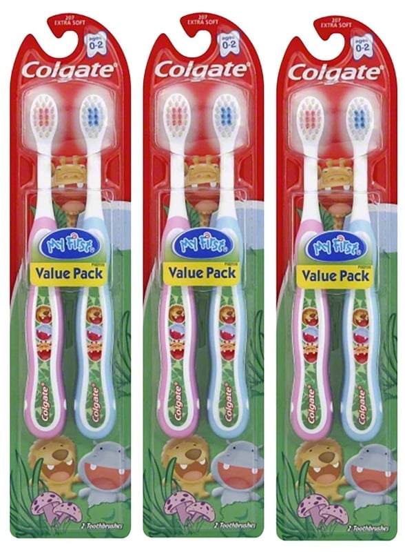 Amazon.com : Colgate My First Baby and Toddler Toothbrush, Extra Soft Toothbrush, 6 Pack : Health & Household