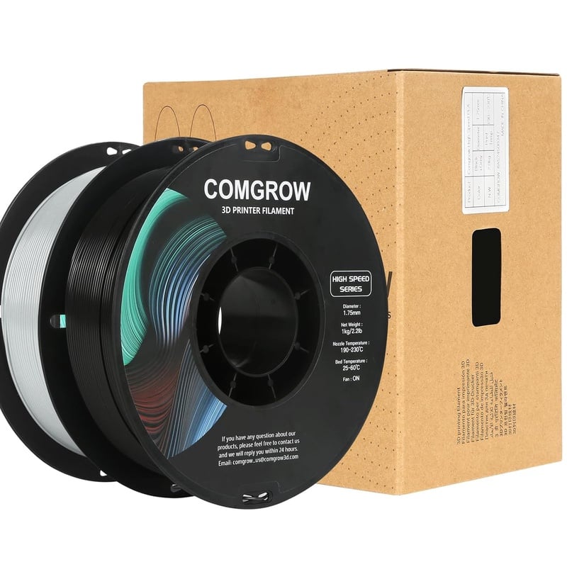Amazon.com: Comgrow Rapid PLA Filament 1.75mm, 30-600mm/s High Speed Printing, 3D Printer Filament High Speed PLA for Fast Printing 2KG Spool (4.4LBS), Dimensional Accuracy +/- 0.02mm Black+Grey : Industrial & Scientific