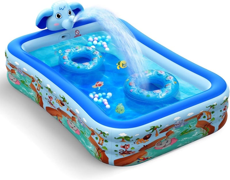 Amazon.com: Hamdol Inflatable Swimming Pool with Sprinkler, Kiddie Pool 99
