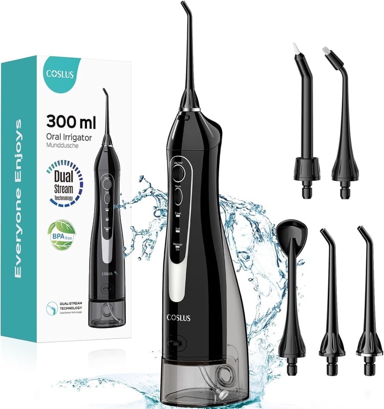Amazon.com: COSLUS Water Dental Flosser Teeth Pick: Portable Cordless Oral Irrigator 300ML Rechargeable Travel Irrigation Cleaner IPX7 Waterproof Electric Flossing Machine for Teeth Cleaning C20(F5020E) : Health & Household