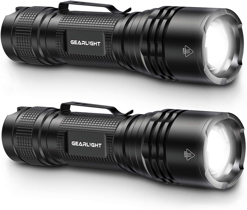 GearLight TAC LED Flashlight Pack - 2 Super Bright, Compact Tactical Flashlights with High Lumens for Outdoor Activity & Emergency Use - Gifts for Men & Women - Black - - Amazon.com