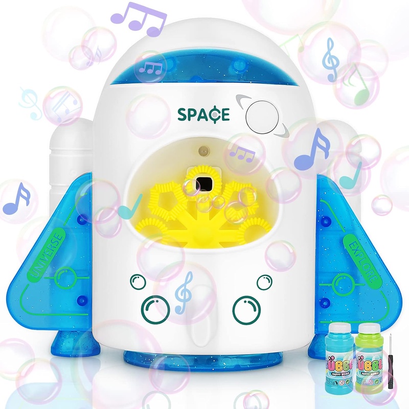 Amazon.com: Bubble Machine for Toddlers 1-3, Forite Automatic Rocket Bubble Maker with 2 Bubble Solution, Portable Bubble Blower with Music Outdoor Water Toy for Kids Boys Girls Backyard (Random Color) : Toys & Games