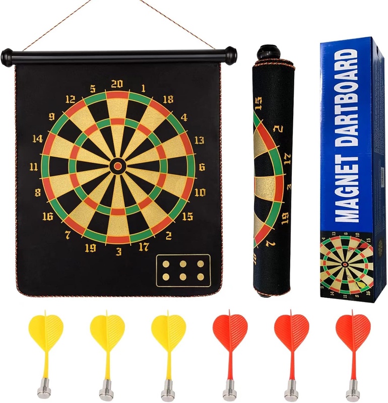 Amazon.com : Hiavdsy Magnetic Dart Board for Kids, Outdoor Toys Kids Game Double Sided Dart Game Set, Fun Teen Boys Girls Birthday Gifts for 6 7 8 9 10 11 12+, Hangs Anywhere Easily, 6 Darts (18.1 Inch) : Sports & Outdoors