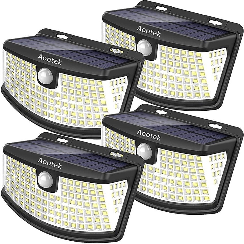 Aootek solar lights 120 Leds with lights reflector,270 degree Wide Angle, IP65 Waterproof, Security Lights for Front Door, Yard, Garage, Deck(4pack) - - Amazon.com