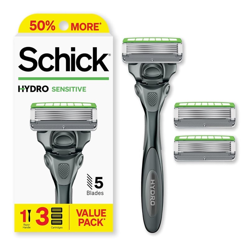 Amazon.com: Schick Hydro Sensitive Razor, 1 Razor Handle and 3 Cartridges | Razors for Men Sensitive Skin, 5 Blade Razor Men, Mens Razors for Shaving, Razor Blades for Men, 1 Handle with 3 Razor Blades Refills : Everything Else