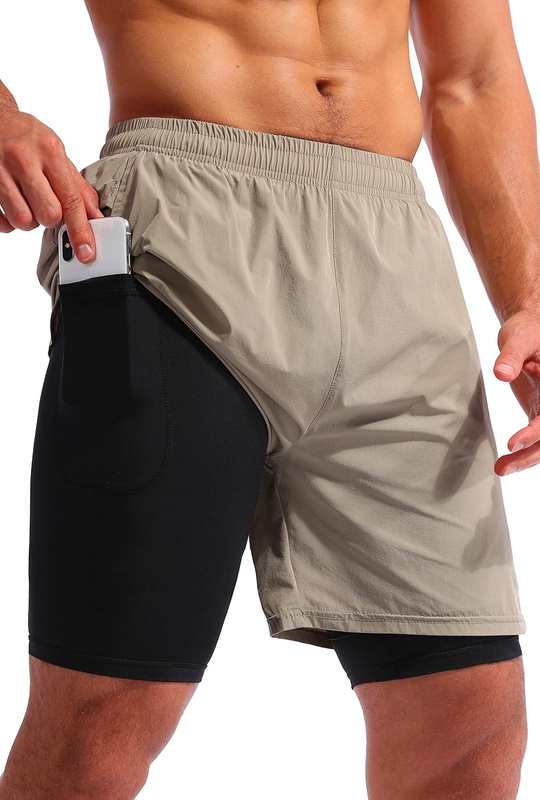 Amazon.com: Pudolla Men’s 2 in 1 Running Shorts 7