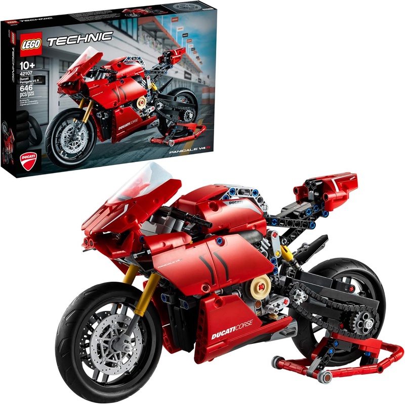 Amazon.com: LEGO Technic Ducati Panigale V4 R 42107 Motorcycle Toy Building Kit, Build A Model Motorcycle, Featuring Gearbox and Suspension (646 Pieces), : Toys & Games