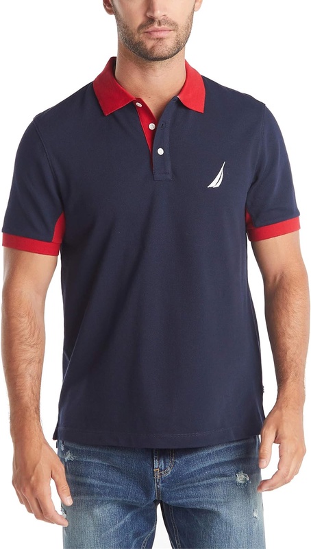 Nautica Men's Classic Fit Short Sleeve Performance Pique Polo Shirt at Amazon Men’s Clothing store