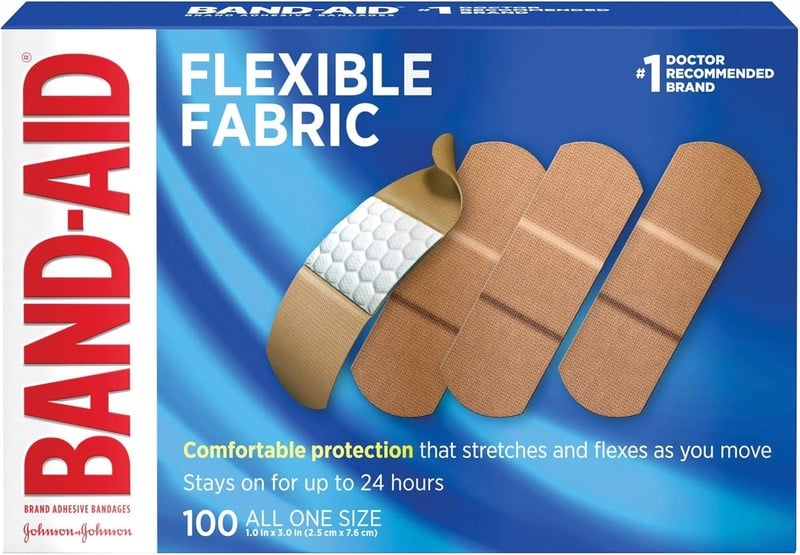 Amazon.com: Band-Aid Brand Flexible Fabric Adhesive Bandages for Wound Care and First Aid, All One Size, 100 Count : Health & Household