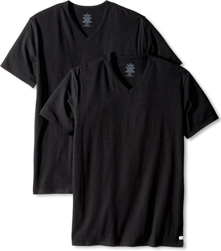 Calvin Klein Men's Cotton Stretch Multipack V Neck T-Shirts, Black, Large at Amazon Men’s Clothing store