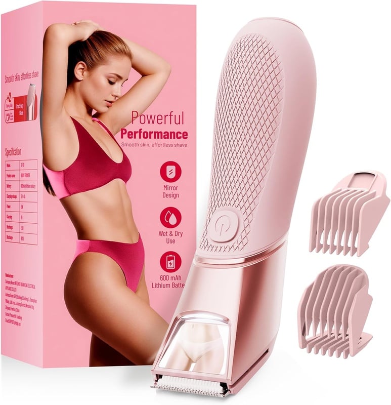 Amazon.com: LGTGH Bikini Trimmer for Women with Mirror & LED Light, Ceramic Blades & Travel Lock - Body Groomer IPX7 Waterproof Use for Legs/Arm/Underarm - Baby Pink : Beauty & Personal Care