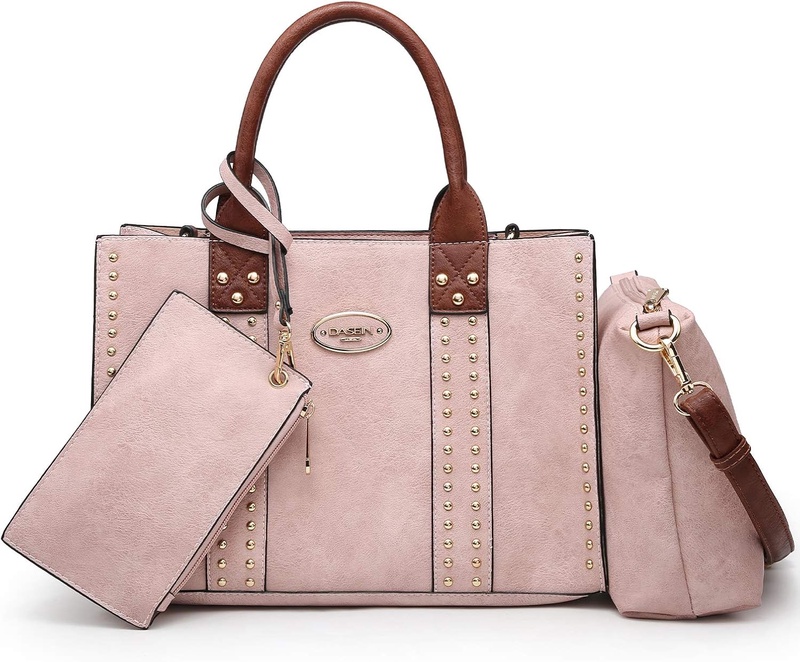 Amazon.com: Women Vegan Leather Handbags Fashion Satchel Bags Shoulder Purses Top Handle Work Bags 3pcs Set Pink : Clothing, Shoes & Jewelry