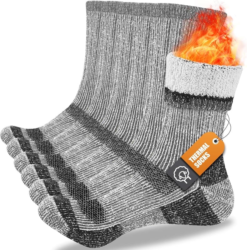 Amazon.com: SukModen Merino Wool Thermal Socks for Men Women, 3 Pairs Thick Cushion Winter Boot Heavy Duty Work Socks for Hiking Walking : Clothing, Shoes & Jewelry