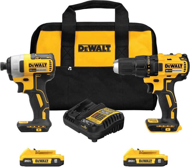 DEWALT 20V MAX Cordless Drill and Impact Driver, Power Drill Brushless 2-Tool Power Tool Combo Kit, Includes 2 Batteries, Charger and Bag (DCK277D2) - Amazon.com