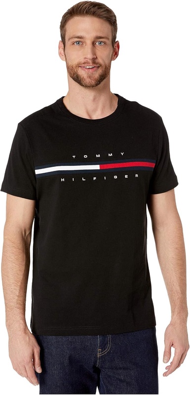 Tommy Hilfiger Men's Adaptive T Shirt with Magnetic at Shoulders, TH Deep Black, LG at Amazon Men’s Clothing store
