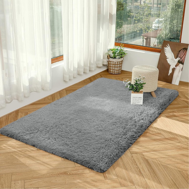 Amazon.com: REDASW Soft Shaggy Rugs,4x6 Feet Area Rug,Anti-Skid Fluffy Carpets for Bedroom Living Room, Fuzzy for Kids Baby,Nursery, Dorm Shag Rugs for Girls Boys,Teen's Room,Grey : Home & Kitchen