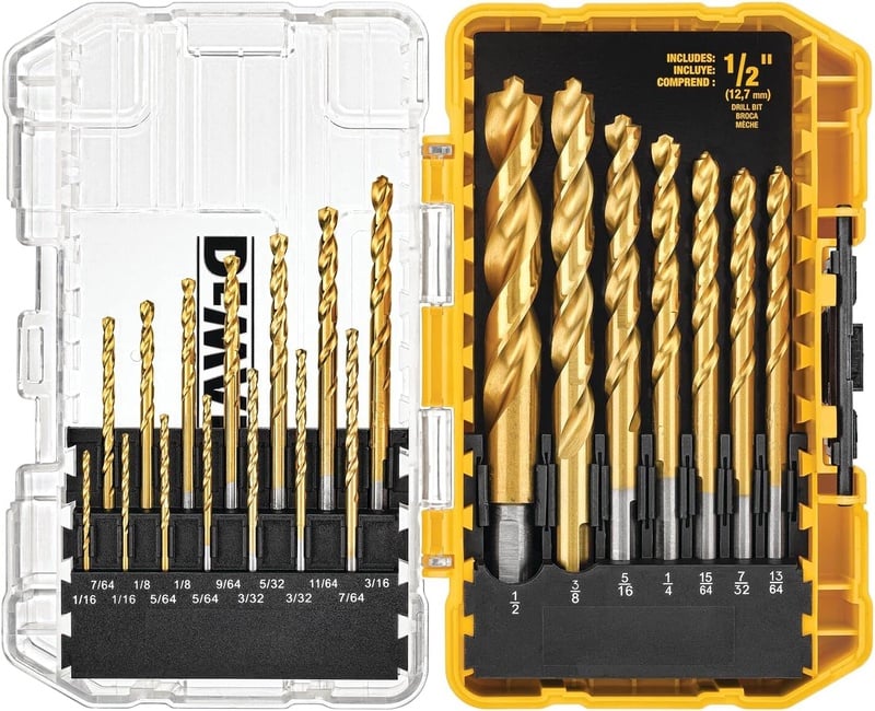 DEWALT Titanium Drill Bit Set, Pilot Point, 21-Piece (DW1361) - Jobber Drill Bits - Amazon.com