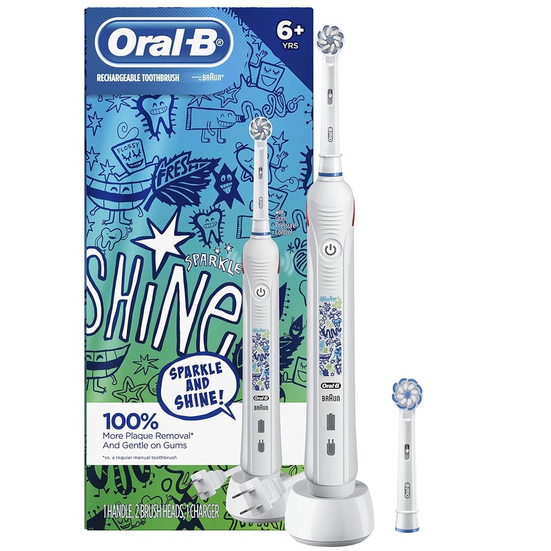Amazon.com: Oral-B Kids Electric Toothbrush with Coaching Pressure Sensor and Timer, New! Sparkle & Shine : Beauty & Personal Care