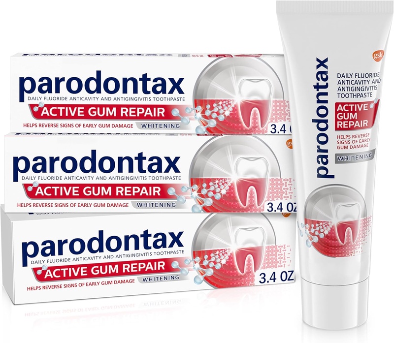 Amazon.com : Parodontax Active Gum Repair Whitening Toothpaste for Bleeding Gums - 3x3.4 oz Tube : Health & Household
