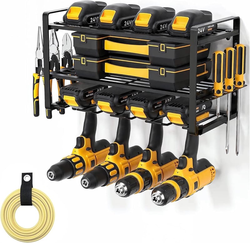 Amazon.com: TGSAS Power Tool Organizer Wall Mount - Garage Wall Tool Organizer with Drill Holder, Tool Storage Organizer, Heavy Duty Metal Shelf, Wall Mount Organizer for Garage & Workshop : Tools & Home Improvement