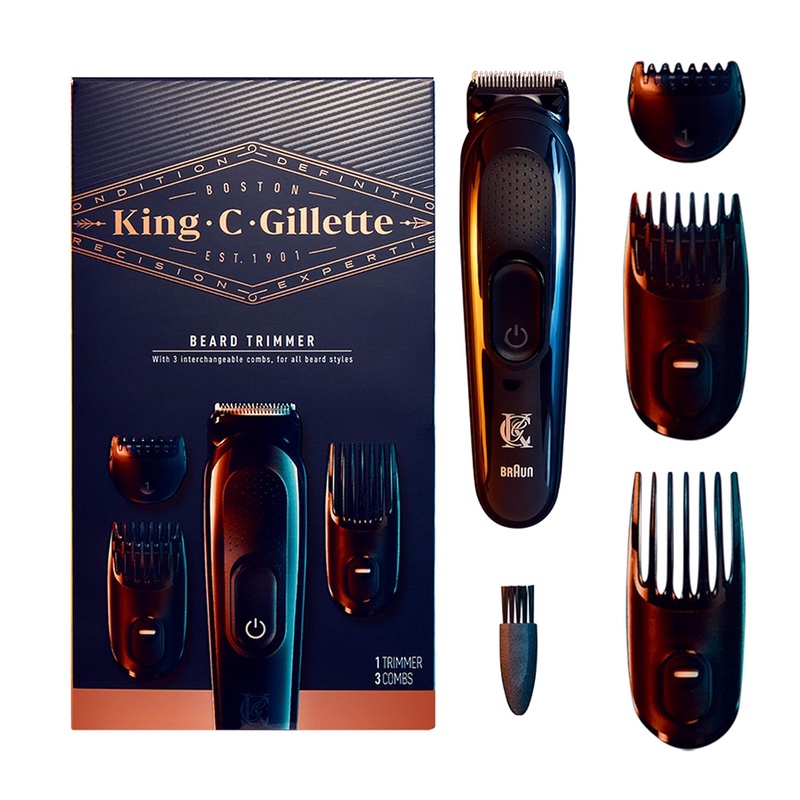 Amazon.com: King C. Gillette Cordless Beard Trimmer for Men, Kit includes 1 Trimmer, 3 Interchangeable Combs, 1 Cleaning Brush, 1 Charger, 1 Travel Bag, Gifts for Men : Everything Else