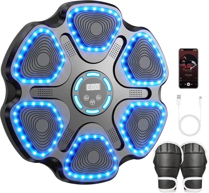 Amazon.com : Music Boxing Machine for Kids Adults, Smart Interactive Music Punching Machine with Gloves 11 Modes 9 Speeds Wall Mounted Electronic Boxing Punching Pad for Reaction Training Home Fitness Room Game : Sports & Outdoors