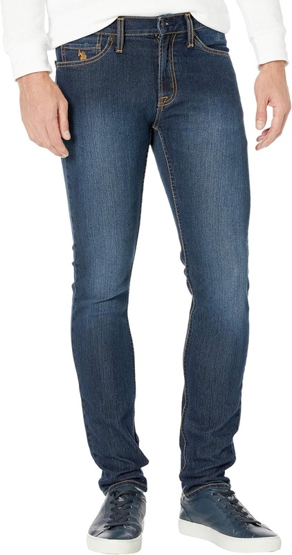 Amazon.com: U.S. Polo Assn. Stretch Skinny Five-Pocket Denim Jeans in Blue Medium Enzyme Blue Medium Enzyme 34 30: Clothing