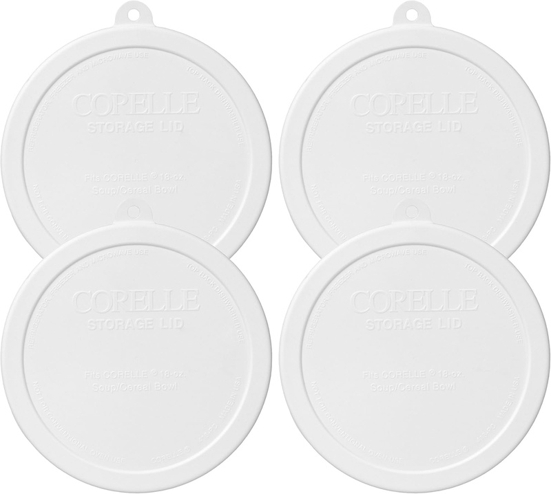 Amazon.com: Corelle 418-PC Livingware White 18 Ounce Soup/Cereal Bowl Plastic Lid - 4 Pack : Home & Kitchen