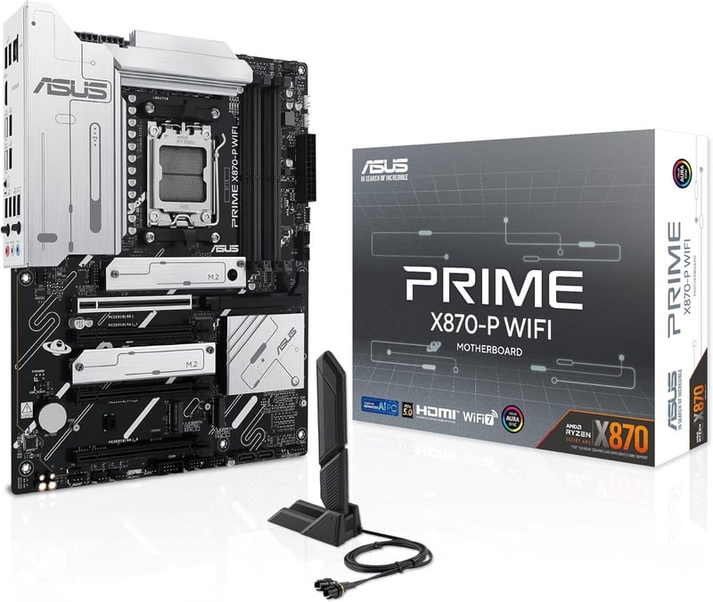 Amazon.com: ASUS Prime X870-P WiFi AMD AM5 X870 ATX Motherboard 14+2+1 80A DrMOS Power Stages, DDR5, PCIe 5.0, PCIe 5.0 x16, Q-Release, 4X M.2, Wi-Fi 7, Q-Antenna, 2.5Gb LAN, USB4®, USB Type-C®, BIOS Flashback™ : Electronics