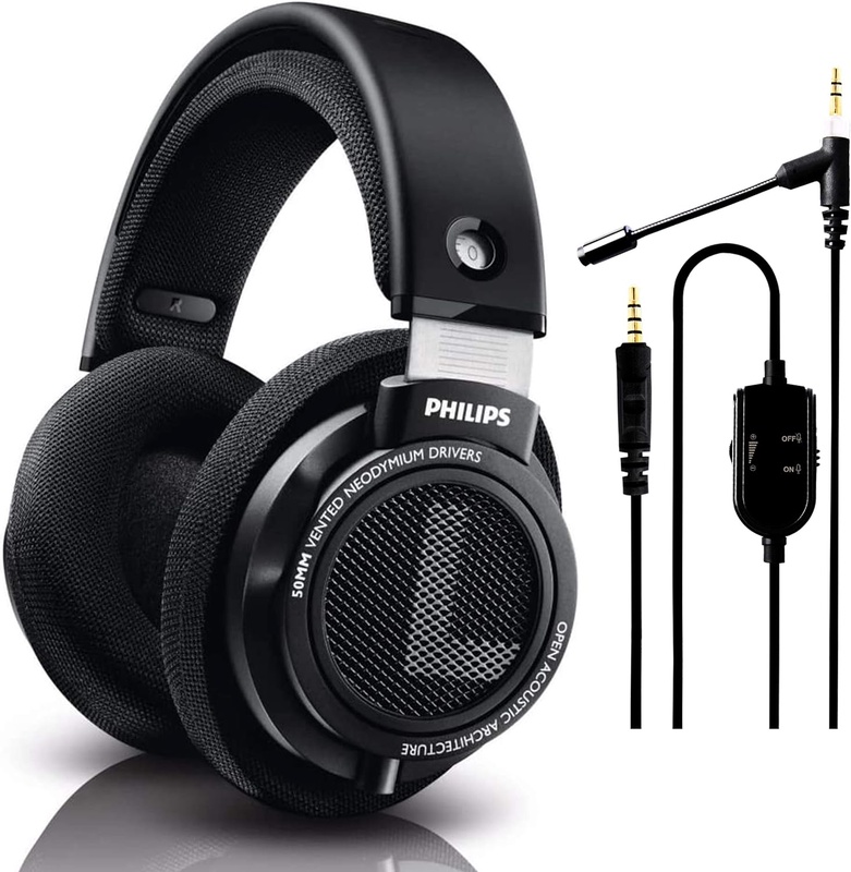 Amazon.com: NeeGo Attachable Microphone for Gaming, Philips SHP9500 Wired Over-Ear Stereo HiFi Headphones, Comfort Fit Professional Studio Monitor, Open-Back 50mm Drivers (Black) + : Electronics