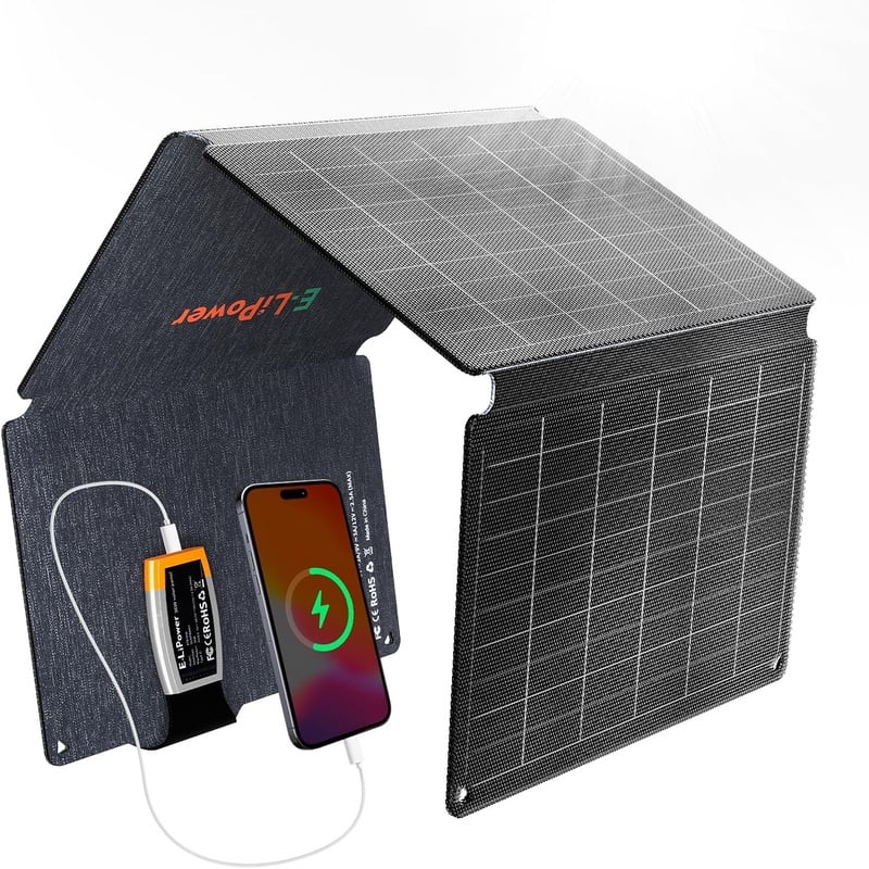 Amazon.com: E-LiPower Portable Solar Panel 36W | 26% High-Efficiency Foldable Solar Panels with USB QC and PD Quick Charge for Camping, Hiking, Outdoor Trip, Compatible with Phones, Ipad & Tablets : Patio, Lawn & Garden