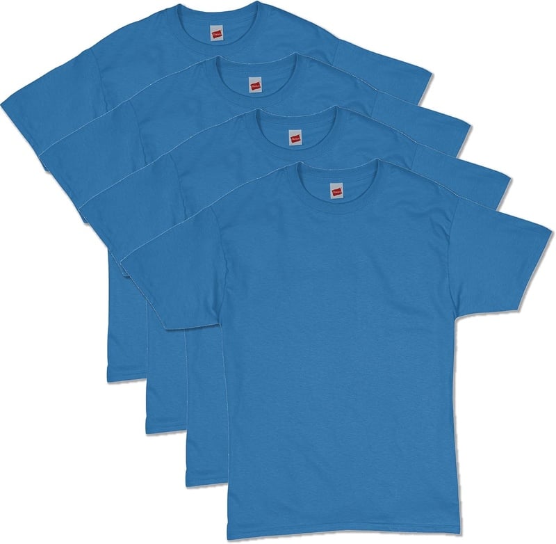 Hanes Men's Essentials Short Sleeve T-Shirt Value Pack (4-Pack), Denim Blue, Medium at Amazon Men’s Clothing store