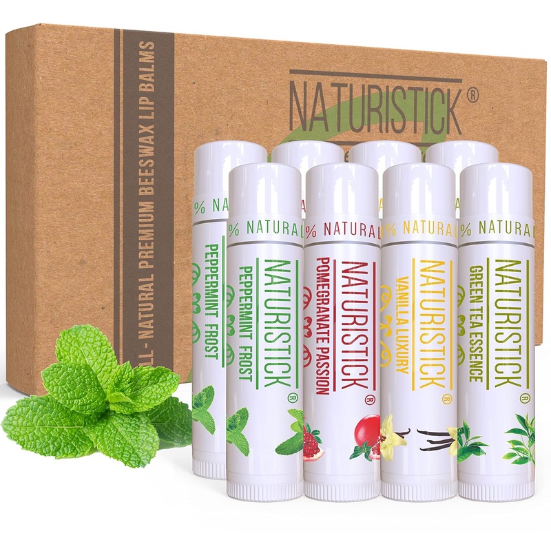Amazon.com : 8-Pack Lip Balm Gift Set by Naturistick. Assorted Flavors. 100% Natural Ingredients. Best Beeswax Chapsticks for Dry, Chapped Lips. Made in USA for Men, Women and Children : Beauty & Personal Care