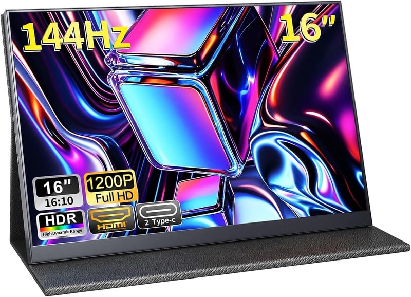 Amazon.com: 16" 144Hz FHD Portable Monitor,100% sRGB 1200P HDR Portable Gaming Monitor | Eye Care Portable Monitor with USB-C,HDMI,VESA and Magic Cover,External Screen for Laptop,Mac,PC,Phone,PS5,Xbox,etc. : Electronics